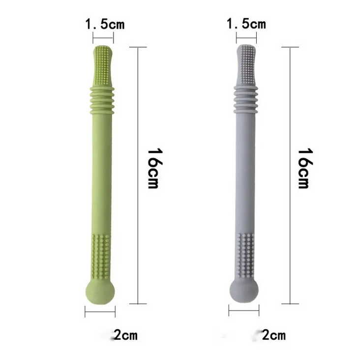 Leicht zu reinigendes Silikon Beißröhrchen, desinfizierbar, für hygienisches Baby Zahnen.