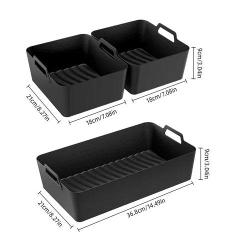 Flexibler Antihaft-Silikon-Einsatz für Heißluftfritteusen – perfekt für Backen & mühelose Reinigung.