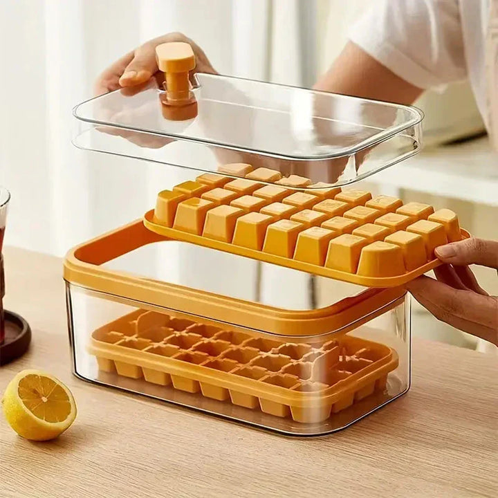 Ideal als Geschenk: Silikon-Eiswürfel-Set mit 64 Würfeln, Eisbehälter & Deckel. Für kühle Erfrischung.