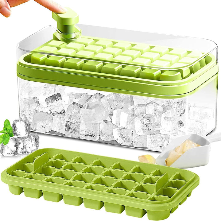 Hygienisches Eiswürfelform-Set aus Silikon: 64 Förmchen, Eisbehälter mit Deckel für saubere Würfel.