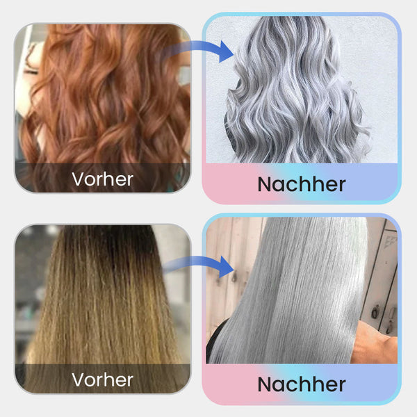 Permanente SilverLuxe Haarfarbe, neutralisiert Gelbstich für strahlendes Silbergrau.