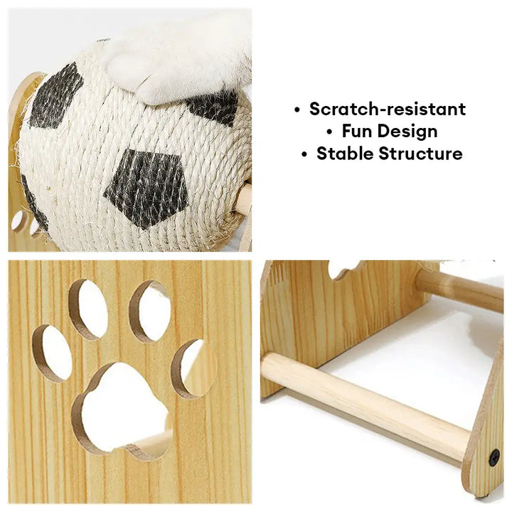 Detailaufnahme des Sisal-Kratzballs für Katzen. Natürliches, widerstandsfähiges Kugelspielzeug für Krallen & Zähne.