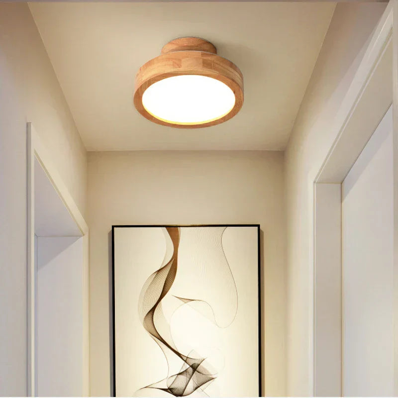 Stilvolle Holzdeckenleuchte für das Wohnzimmer, skandinavisches Design, mit LED-Beleuchtung.