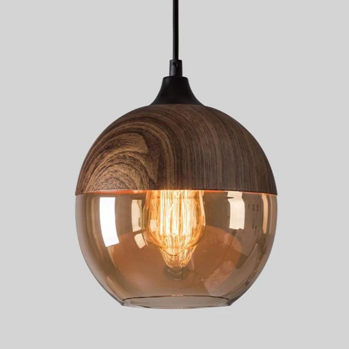 Hochwertige skandinavische Holz Deckenleuchte mit E27 Fassung, modernes Wohndesign.