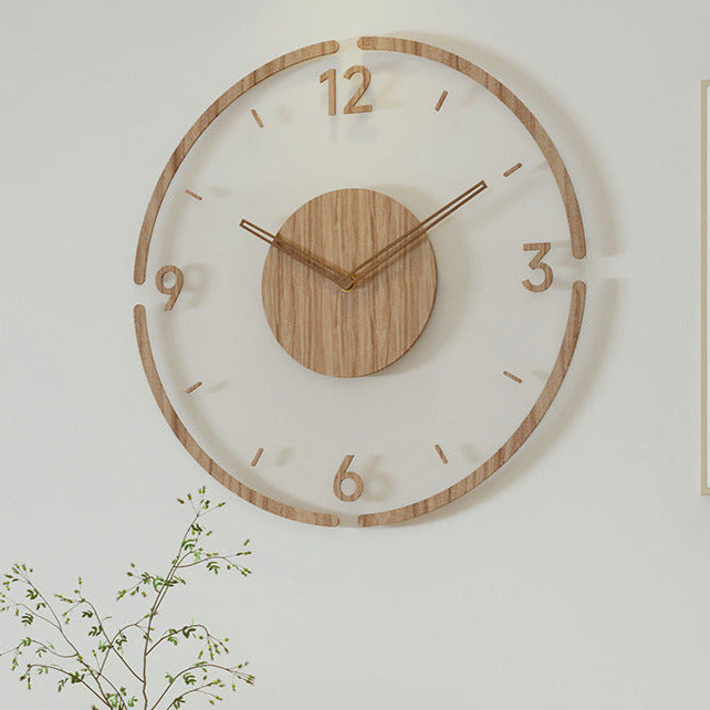 Skandinavische Holz-Wanduhr "WoodWave" mit minimalistischem, elegantem Design und geräuschlosem Uhrwerk für moderne Einrichtung.
