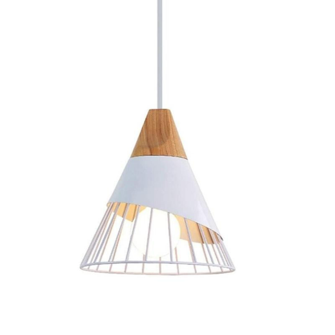 Trendige Industrie-Hängelampe UrbanBeam, skandinavisch modern. Deckenleuchte mit Holz & Metall.