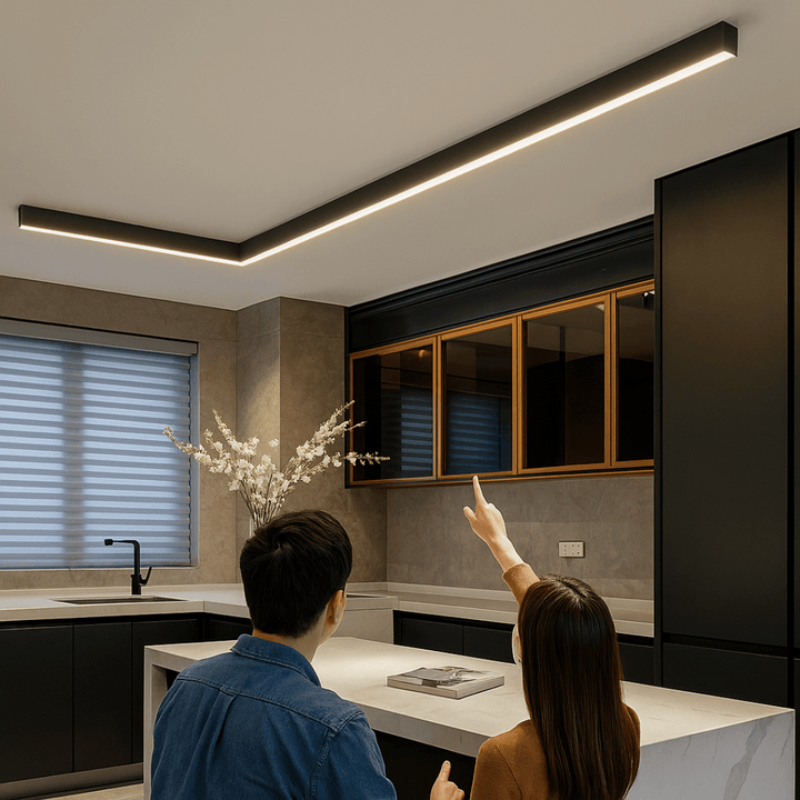 Elegante skandinavische LED-Deckenlampe, energieeffizient, dimmbar, für stilvolle Innenbeleuchtung.