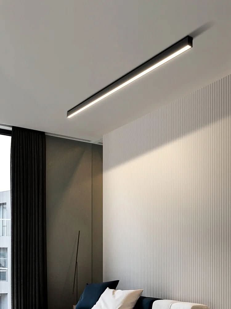Kraftvolle, minimalistische LED-Deckenleuchte, skandinavisches Design, Aluminium, Acryl, dimmbar.