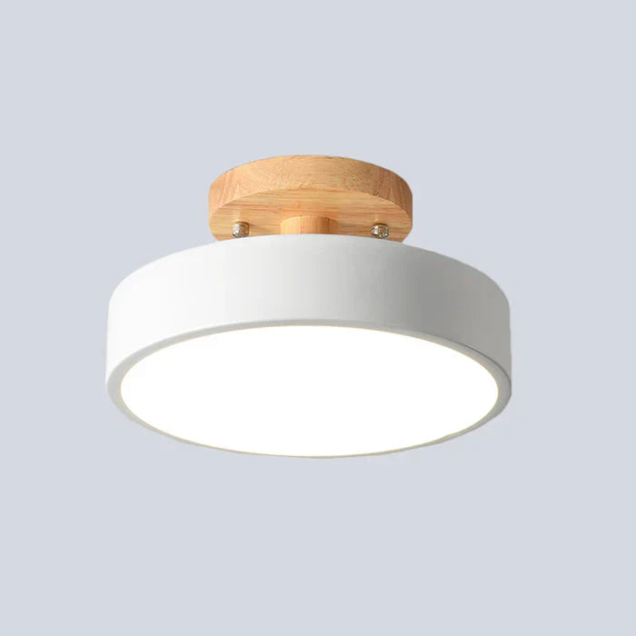Skandinavische LED-Deckenleuchte aus Holz & Metall. Modernes Design für Wohnzimmer, Schlafzimmer & Flur.