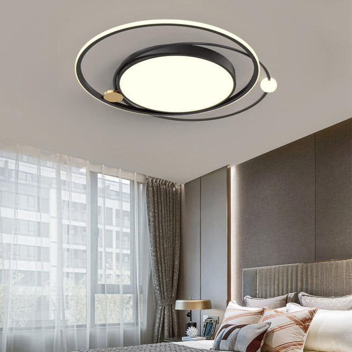 Skandinavische LED Deckenleuchte, rund, modern, bündige Montage für Wohnzimmer.