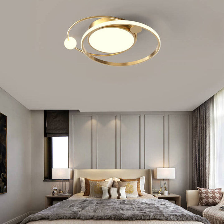 Elegante runde LED Deckenlampe, skandinavischer Stil, weißes Licht, für moderne Räume.