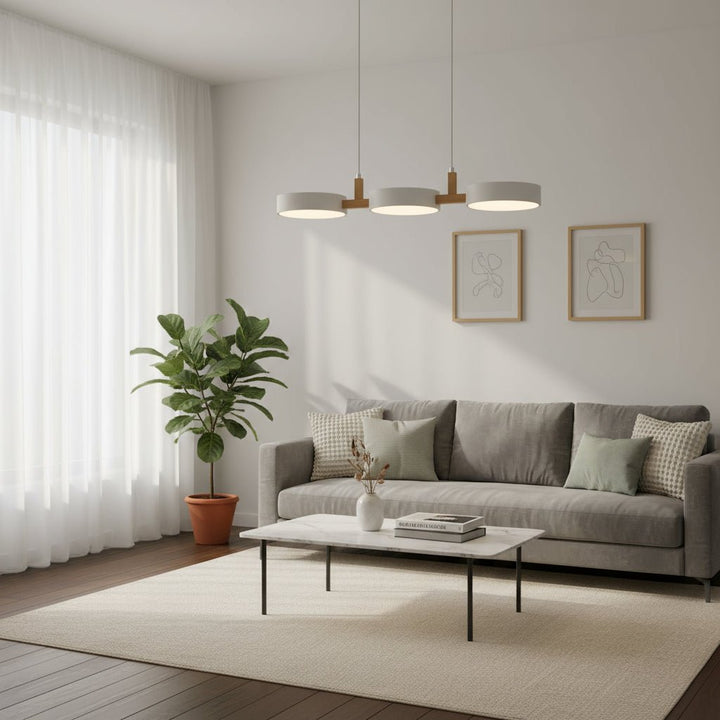 Skandinavische Designleuchte LED, Hängeleuchte aus Holz & Metall, perfekt für moderne Küchen & Wohnbereiche.