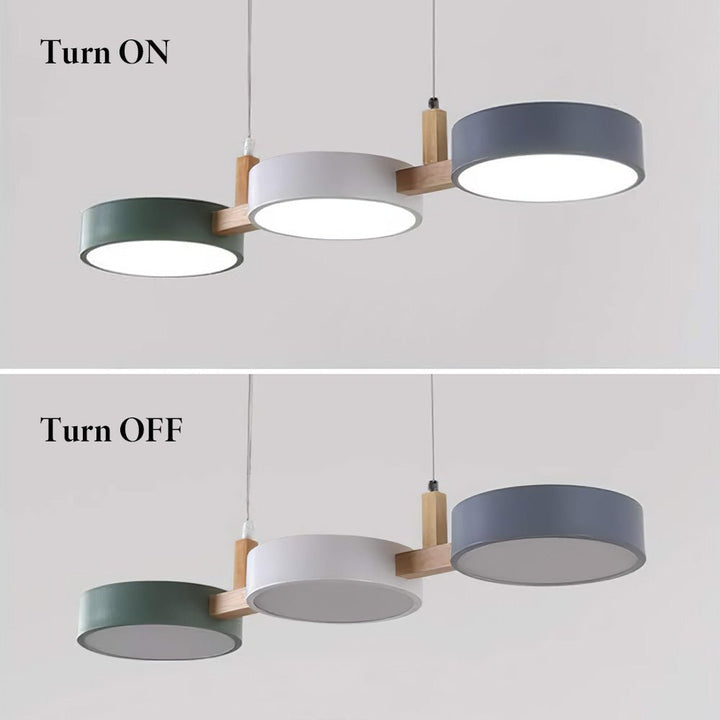 An der Decke montierte skandinavische LED-Hängeleuchte, modernes Holz-Metall-Design, Innenbeleuchtung.
