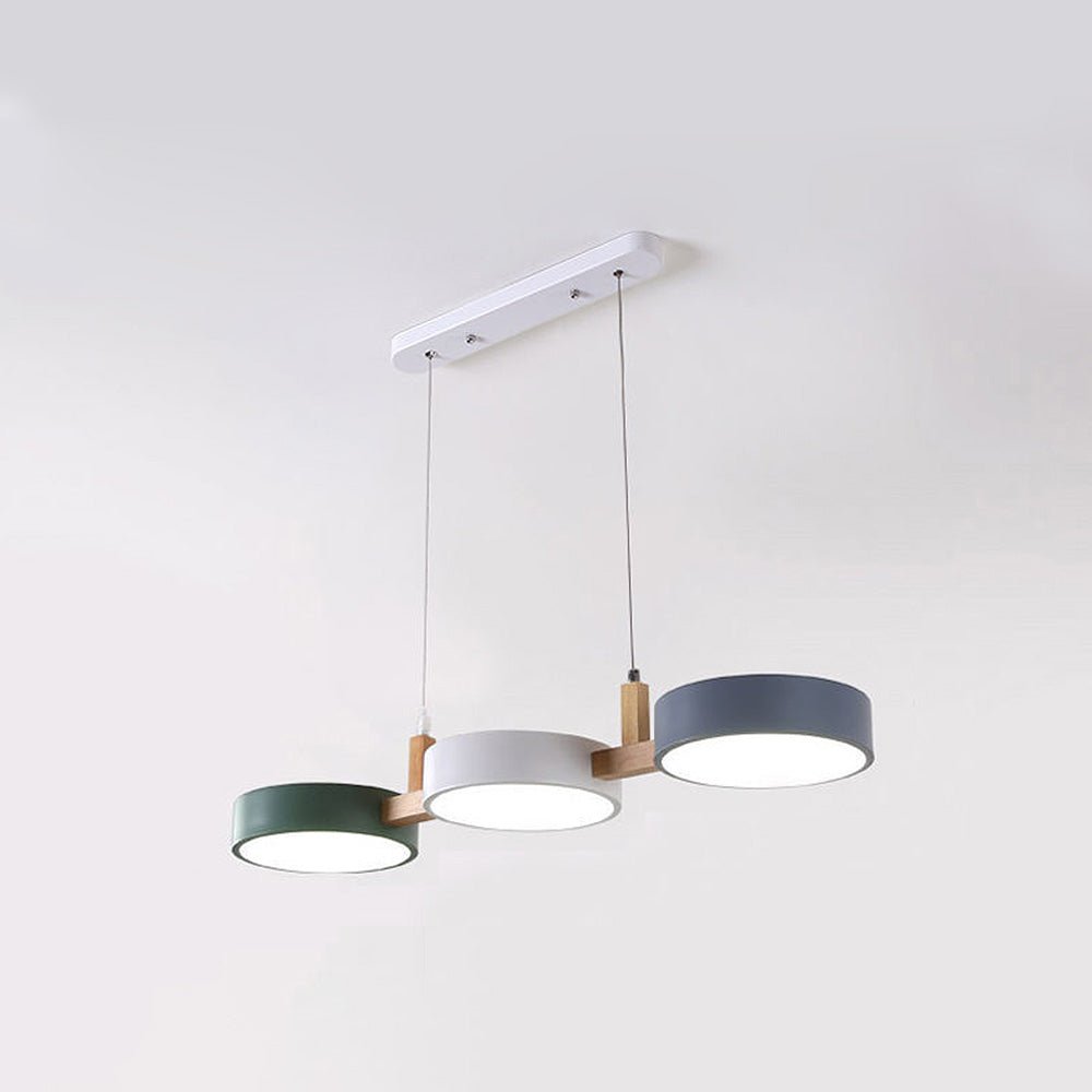 Skandinavische LED-Esszimmerlampe, Pendelleuchte aus Holz & Metall, modernes Wohn-Design.