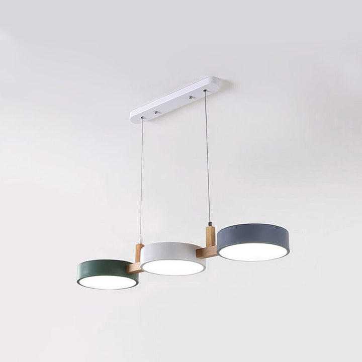 Skandinavische LED-Esszimmerlampe, Pendelleuchte aus Holz & Metall, modernes Wohn-Design.