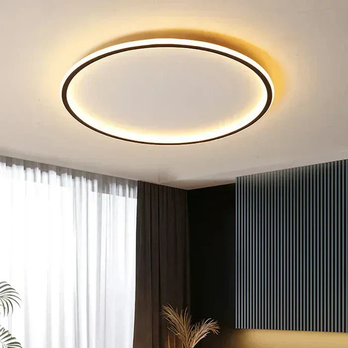 Skandinavische runde LED Deckenleuchte AuroraSphere für modernes Wohnzimmer & Schlafzimmer.