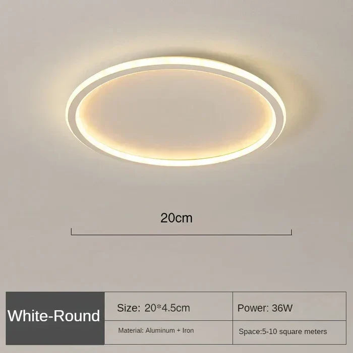 Schwarze runde LED-Deckenlampe im skandinavischen Stil, moderne Innenbeleuchtung.