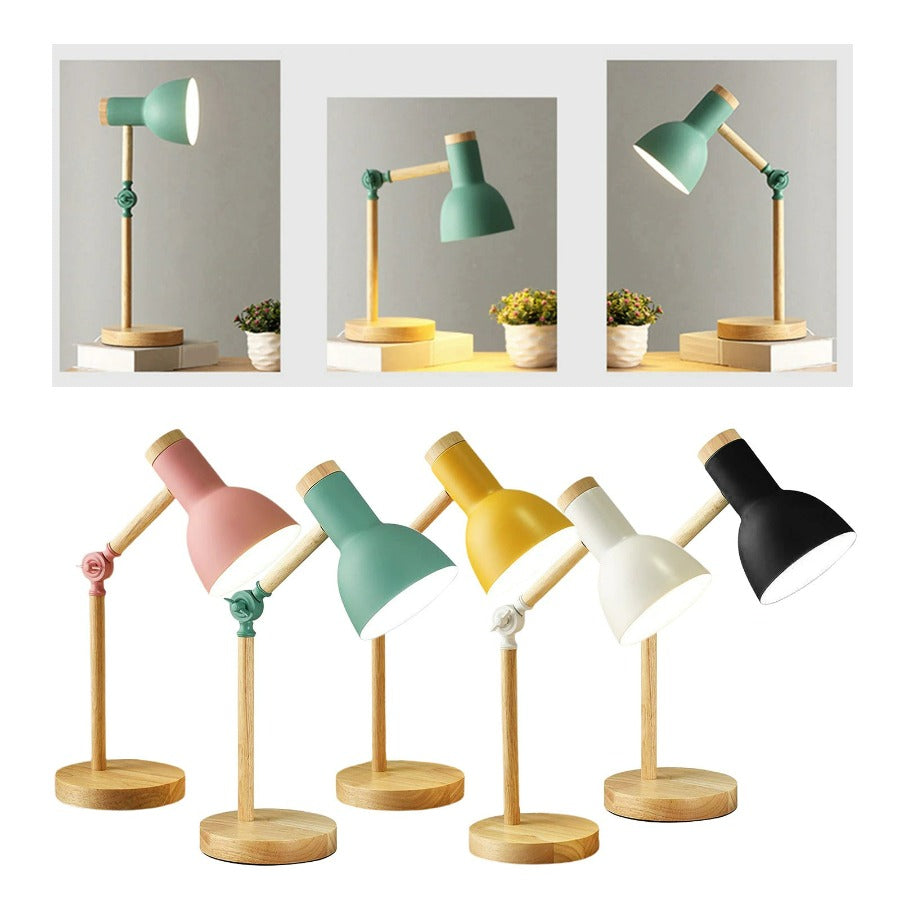 Minimalistische Holzlampe im skandinavischen Design, perfekt als Nachttischlampe oder moderne Leselampe.