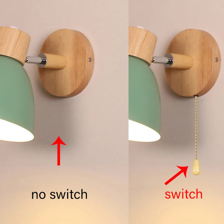 Moderne Holz-Metall-Wandleuchte, skandinavisch, schwenkbar. Perfekte Beleuchtung für Flur & Wohnbereich.