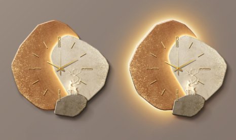 Hochwertige geräuschlose Wanduhr, skandinavisches Design, Holz & Metall Akzente, modern.