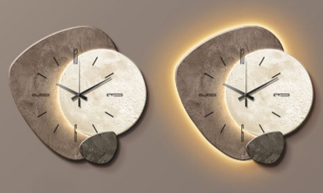 Minimalistische Uhr für die Wand, geräuschlos, skandinavischer Stil, moderne Ästhetik.