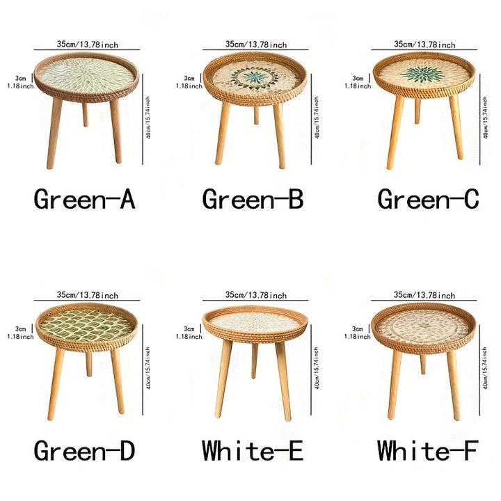 Eleganter Akzenttisch Elin aus Rattan. Perfekt für skandinavische und moderne Wohnzimmer.
