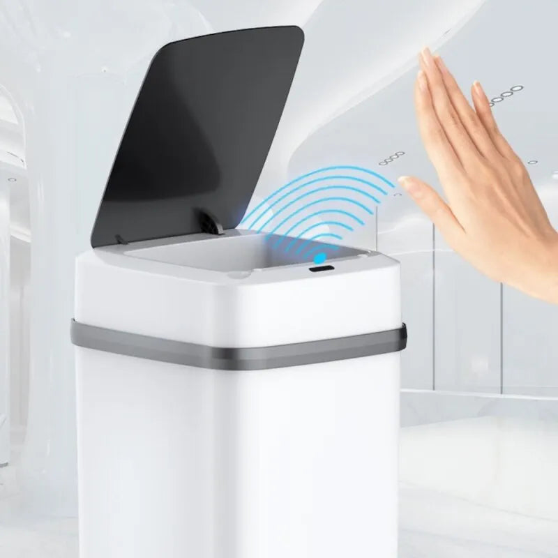Smart Induktions-Mülleimer 13L berührungslos für Küche & Bad, hygienischer Sensor-Abfalleimer aus Kunststoff.