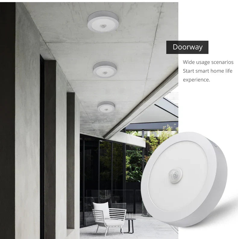 Aufputz LED-Deckenleuchte, Aluminium, mit Bewegungsmelder, perfekt für Treppenhaus & Flur.