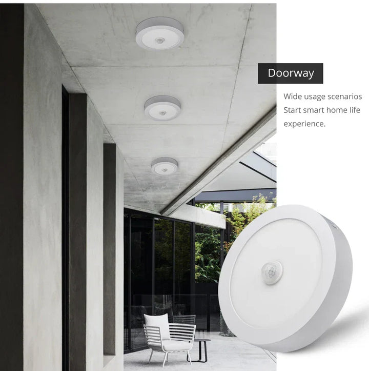 Aufputz LED-Deckenleuchte, Aluminium, mit Bewegungsmelder, perfekt für Treppenhaus & Flur.