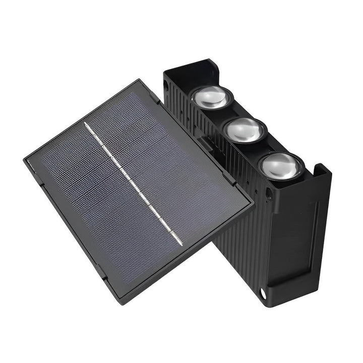 Solarbetriebene LED-Sicherheitsleuchte mit Bewegungsmelder, IP65 wetterfest, für sichere Wege im Außenbereich.