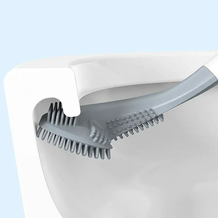 Hygienische Toilettenbürste mit flexibler TPR-Bürste für gründliche und schonende WC-Reinigung.