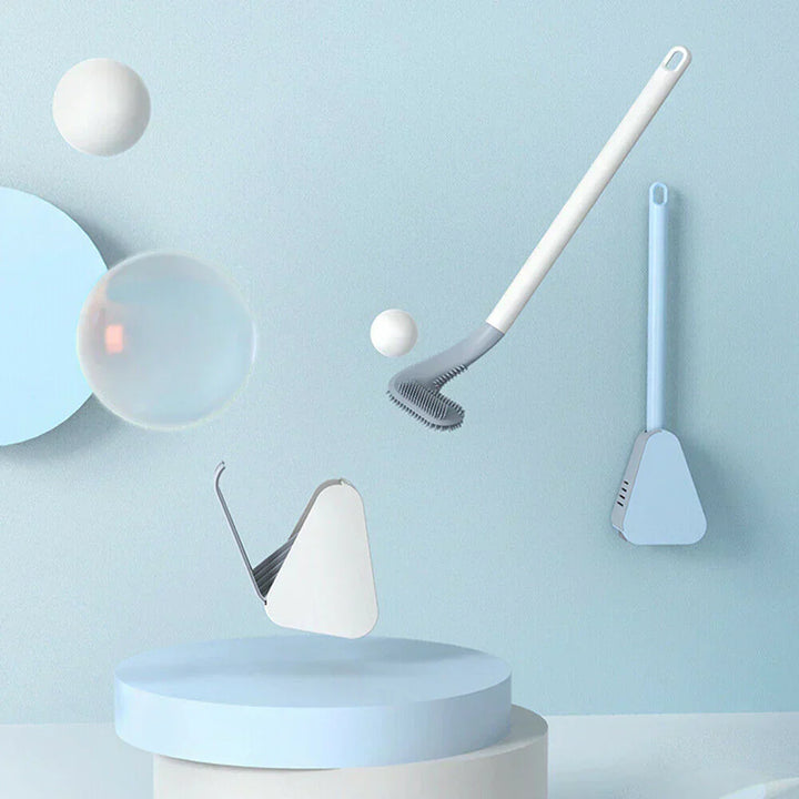 Innovative L-Form Silikon-WC-Bürste erreicht mühelos schwer zugängliche Stellen im WC.