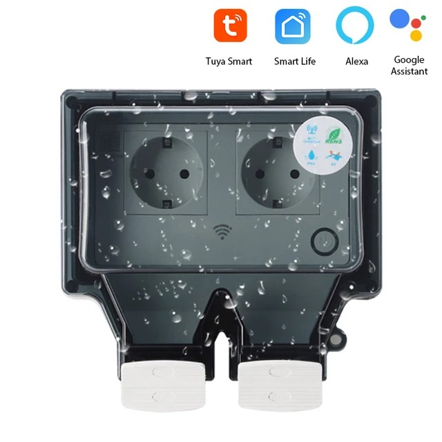 Robuste IP66 Outdoor WLAN Steckdose Voltura für den Außenbereich, wetterfest & bequem per App steuern.