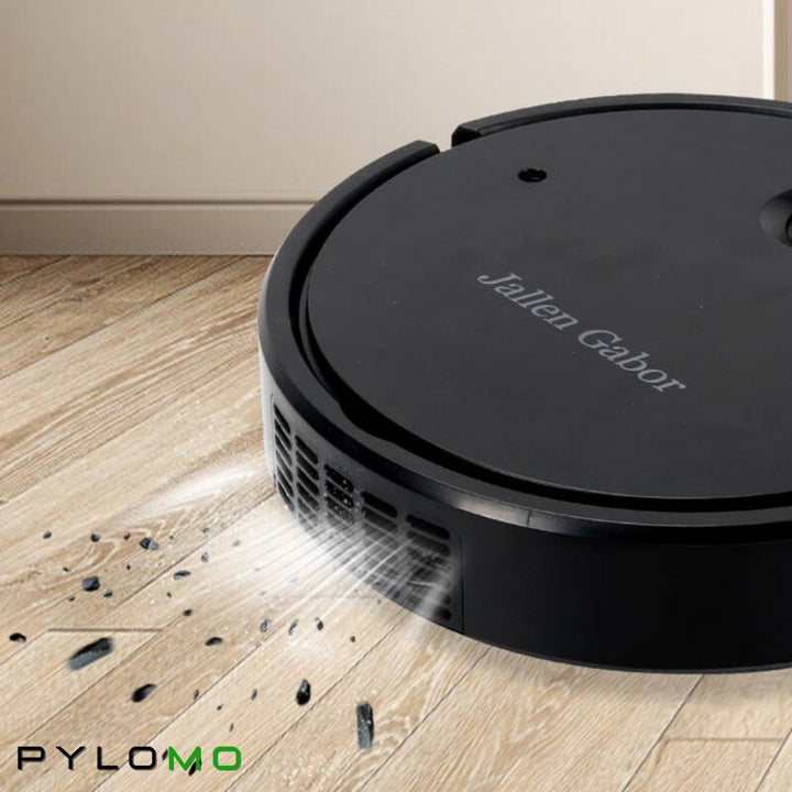 Intelligenter Staubsaugerroboter in Weiß mit Wischfunktion für Smart Home Bodenreinigung.