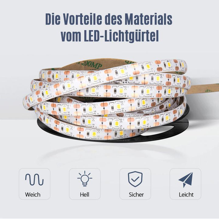 LED Lichtgürtel mit Bewegungssensor, ideal als Schrankbeleuchtung oder Nachtlicht für mehr Komfort.