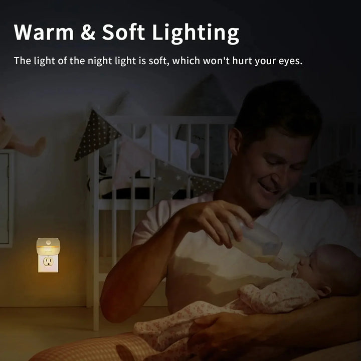 Energieeffizientes LED Nachtlicht mit smartem Bewegungs- und Lichtsensor. Spart Strom in jedem Raum.