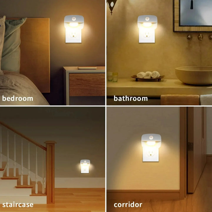 Sanftes LED Nachtlicht fürs Kinderzimmer, dimmbar, mit Licht- und Bewegungssensor. Ruhiger Schlaf.