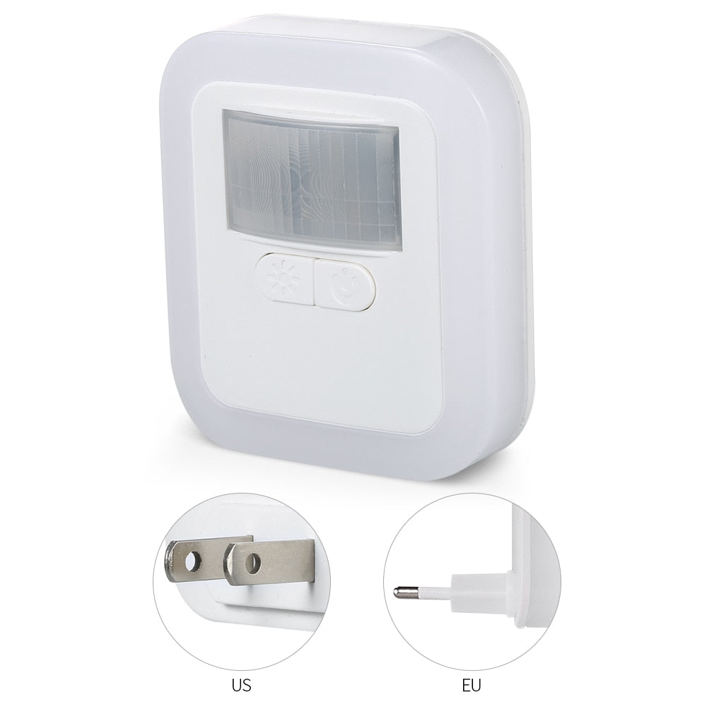 Modernes LED-Nachtlicht mit integriertem Bewegungssensor. Ideal für Schlafzimmer und als energiesparendes Flurlicht.