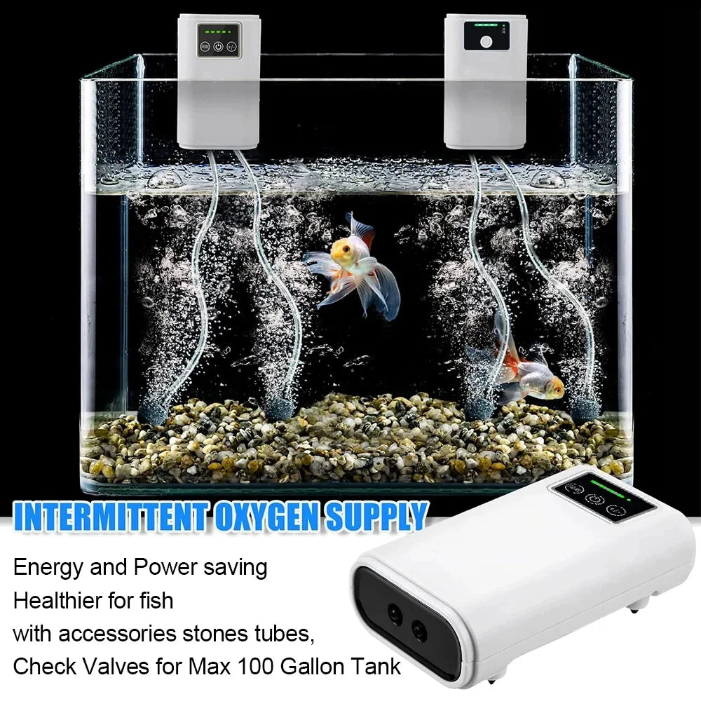 SmartOxy Luftpumpe akkubetrieben für Aquarium und Outdoor-Einsatz, tragbar, zuverlässige Belüftung.