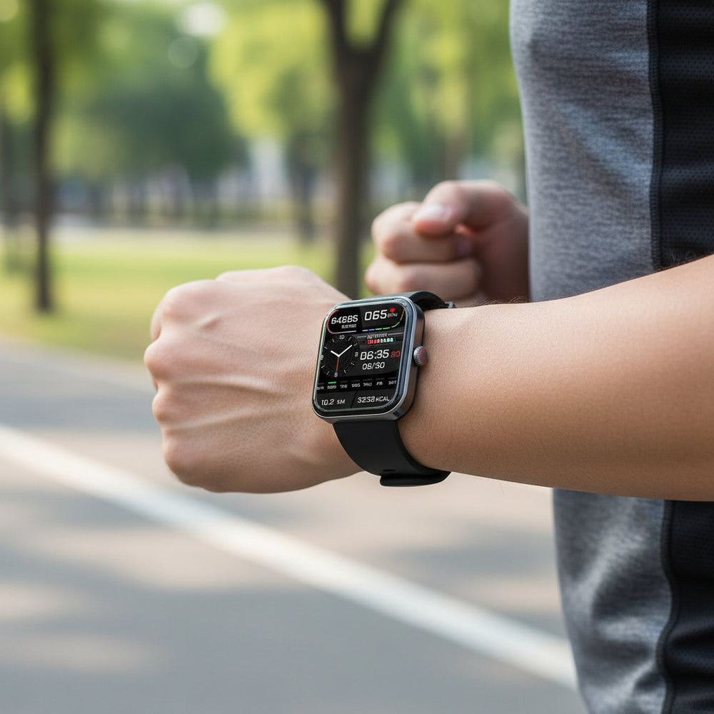 Gesundheits-Smartwatch mit präziser Blutzuckermessung, Herzfrequenz- und Schlaf-Tracking. Fitnessuhr für Wellness.