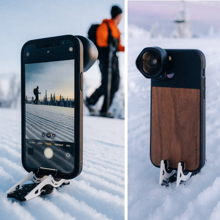 Detailansicht der Handyhalterung des SnapFold Telefonstativs; sicherer Halt für Smartphones.