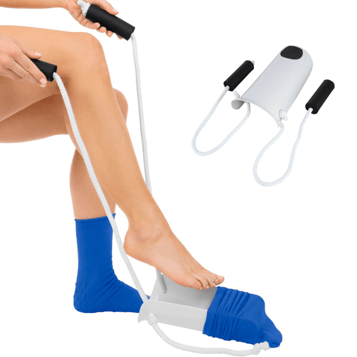 Innovative Anziehhilfe für Socken. Unterstützt Gesundheit & Pflege, ermöglicht selbstständiges Anziehen. Wichtige Alltagshilfe.