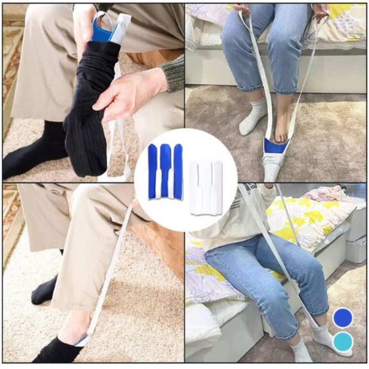Socken Anziehhilfe für Komfort und Unabhängigkeit, optimal für Menschen mit Rückenproblemen und Senioren.