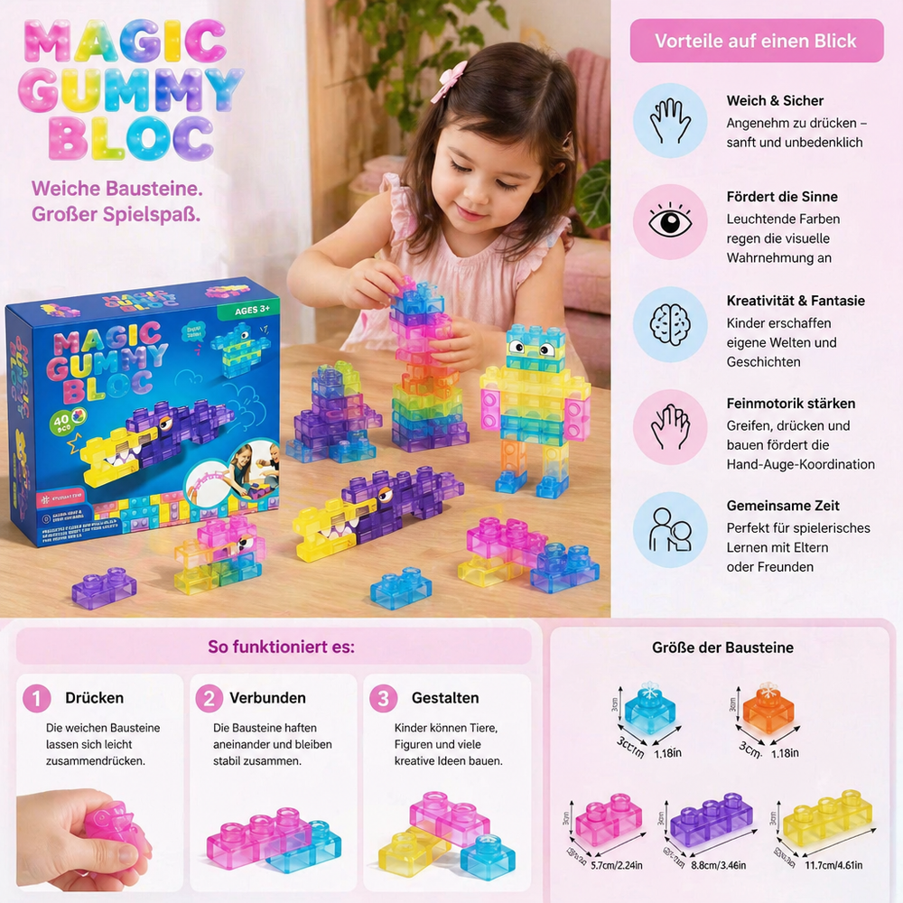 Pädagogische Soft-Bausteine für Kinder, fördert Formerkennung, Farben lernen & Kreativität. Ideales Lernspielzeug.
