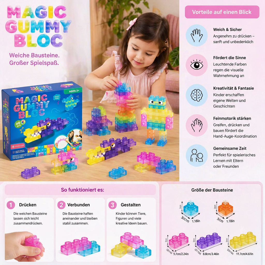 Pädagogische Soft-Bausteine für Kinder, fördert Formerkennung, Farben lernen & Kreativität. Ideales Lernspielzeug.