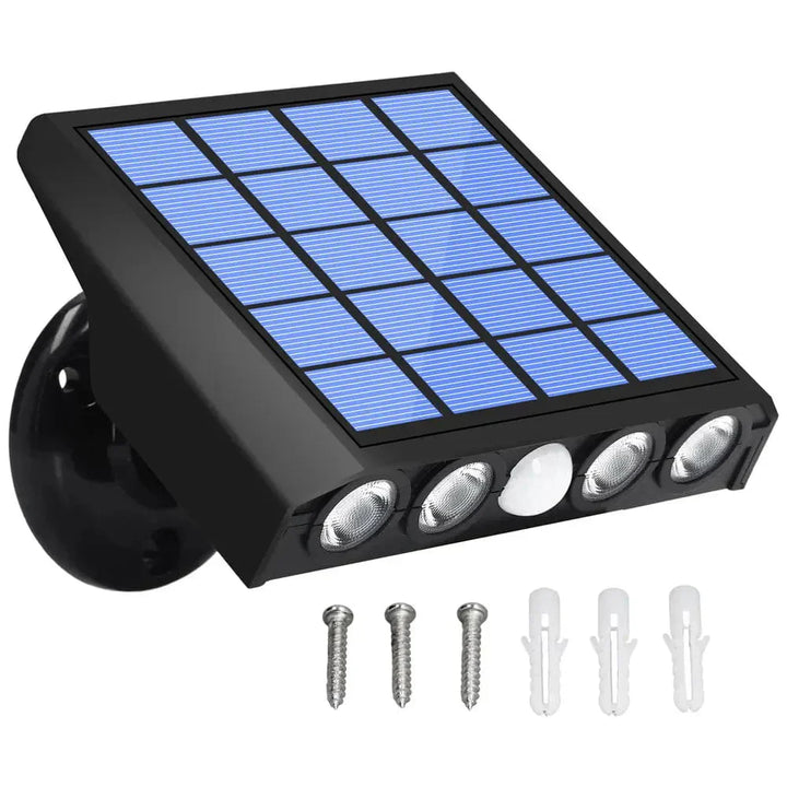 Kabellose Solarleuchte mit Bewegungsmelder, ideal für Terrasse und Garten; einfach zu installieren, energiesparend.