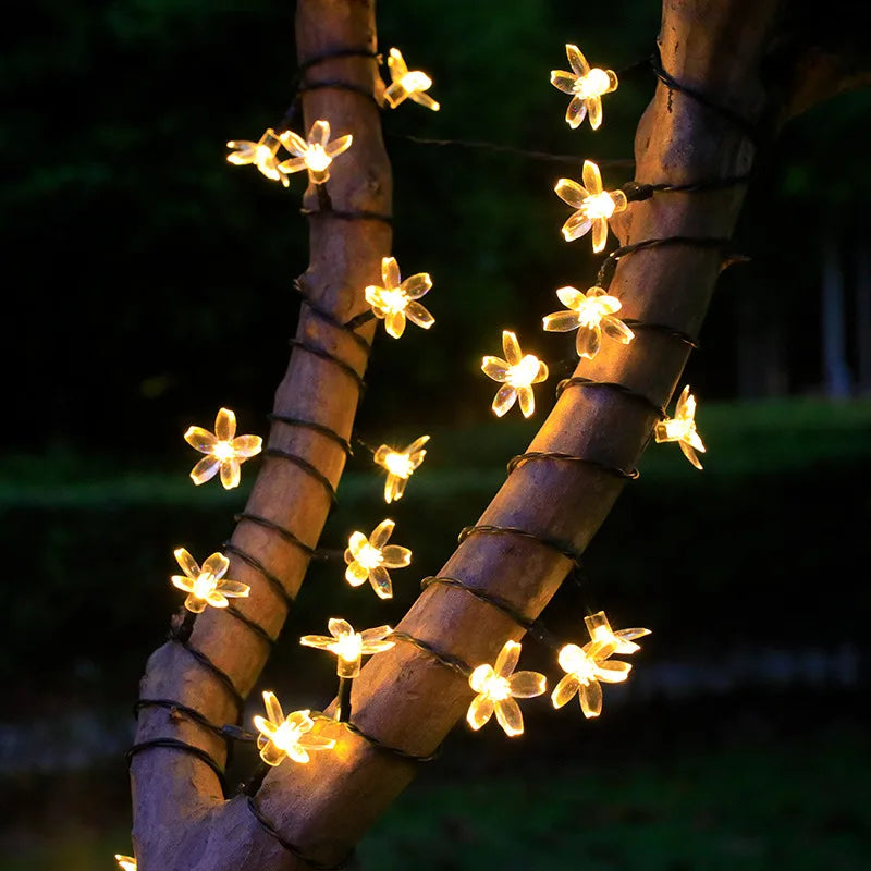 Solar Blumen Lichterkette für Garten & Außen, IP65 wasserdicht, farbige LED-Dekoration mit 8 Modi.