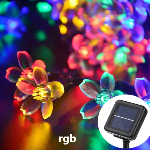 Magische Solar-Blumenlichterkette leuchtet im Dunkeln, IP65 wasserdichte LED-Außenbeleuchtung mit 8 Effekten.
