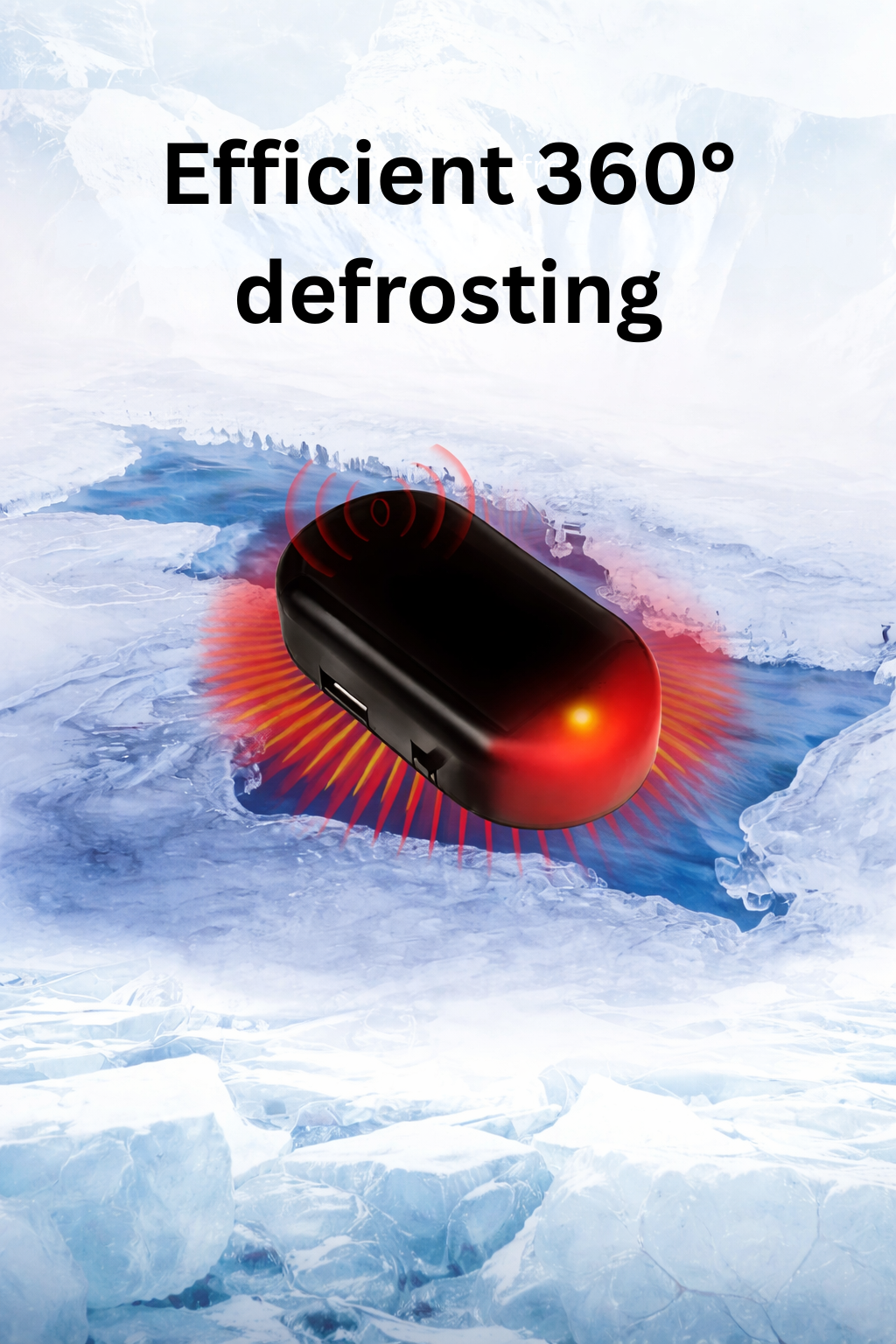 USB-ladbares, solarunterstütztes Enteisungsgerät für Autoscheiben. Nie wieder kratzen im Winter.