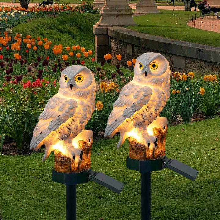 Solar-Eulenlampe für den Garten, eine wetterfeste Dekoleuchte mit LED-Gartenlicht für zauberhafte Außenbeleuchtung.